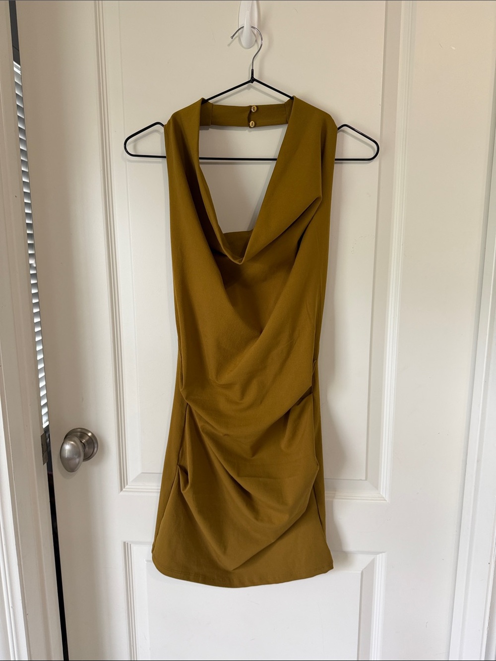 Zara Olive Draped Cowl Mini Dress